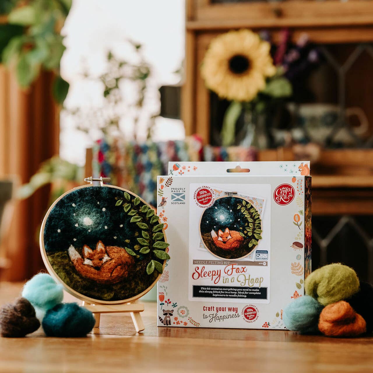 Sleepy Fox in a Hoop: Paint with Wool Needle Felt Craft Kit