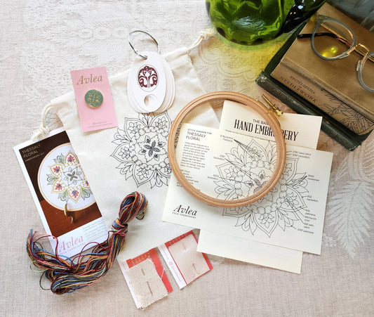 Thessaly Floral Small Workbag Kit - Avlea Embroidery