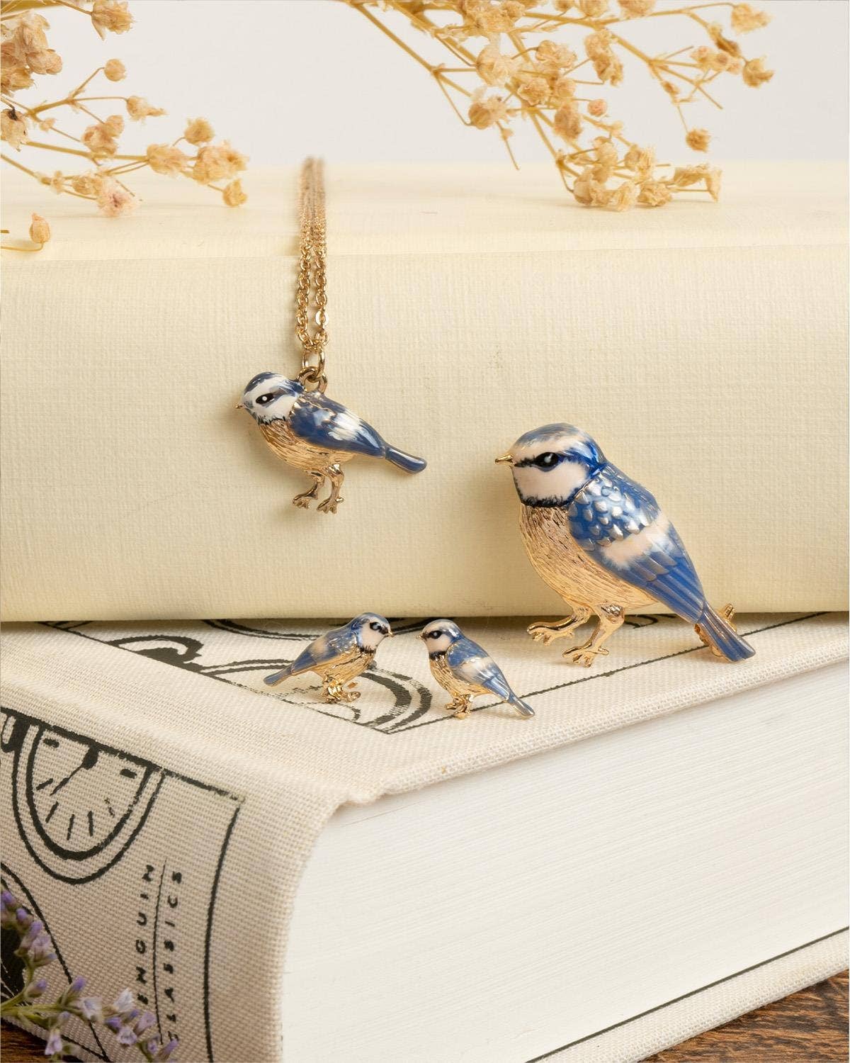 FABLE Enamel Blue Tit Brooch: Matchbox