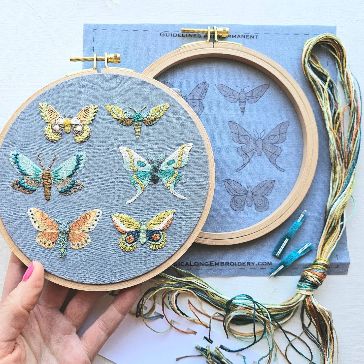 Moth Sampler Embroidery Kit - Jessica Long