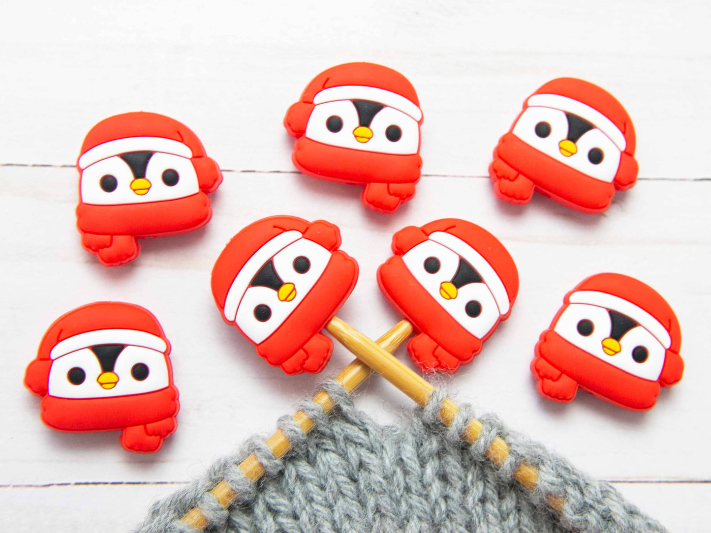 Christmas Penguin Stitch Stoppers Knitting Point Protectors