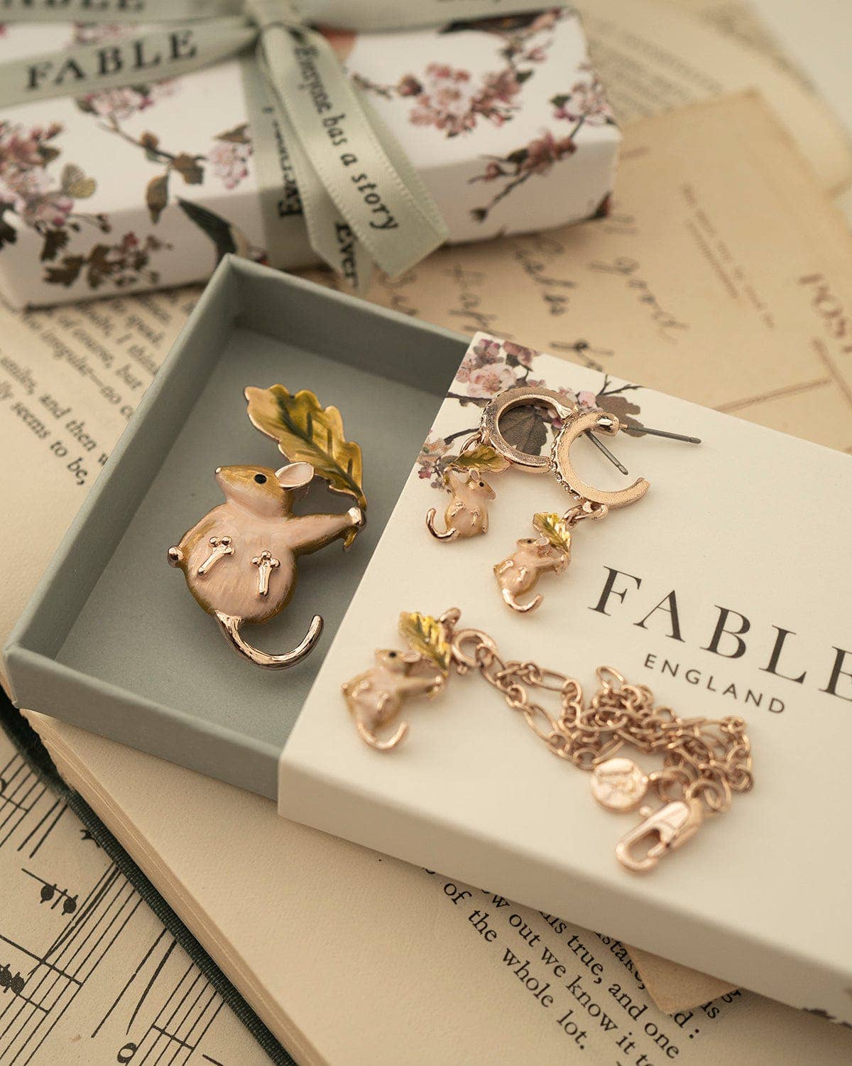 FABLE Enamel Dormouse Brooch: Green Matchbox - Perfect for gifting