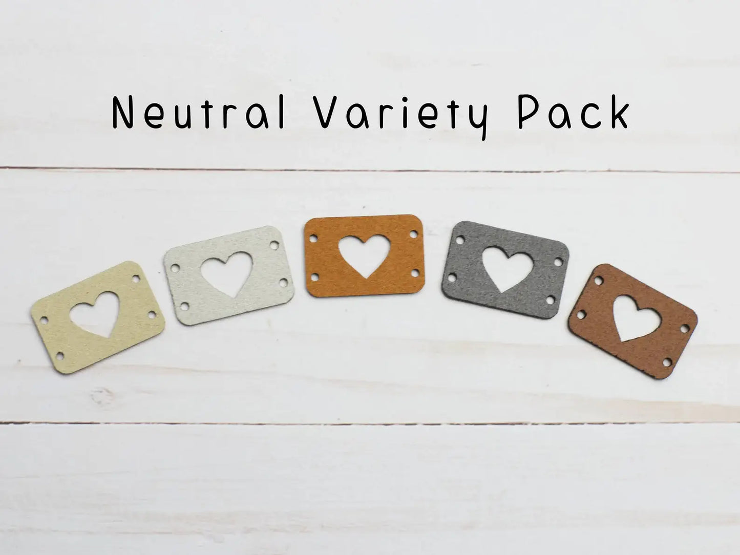 Heart | Horizontal Tags Faux Leather: Neutral Variety Pack