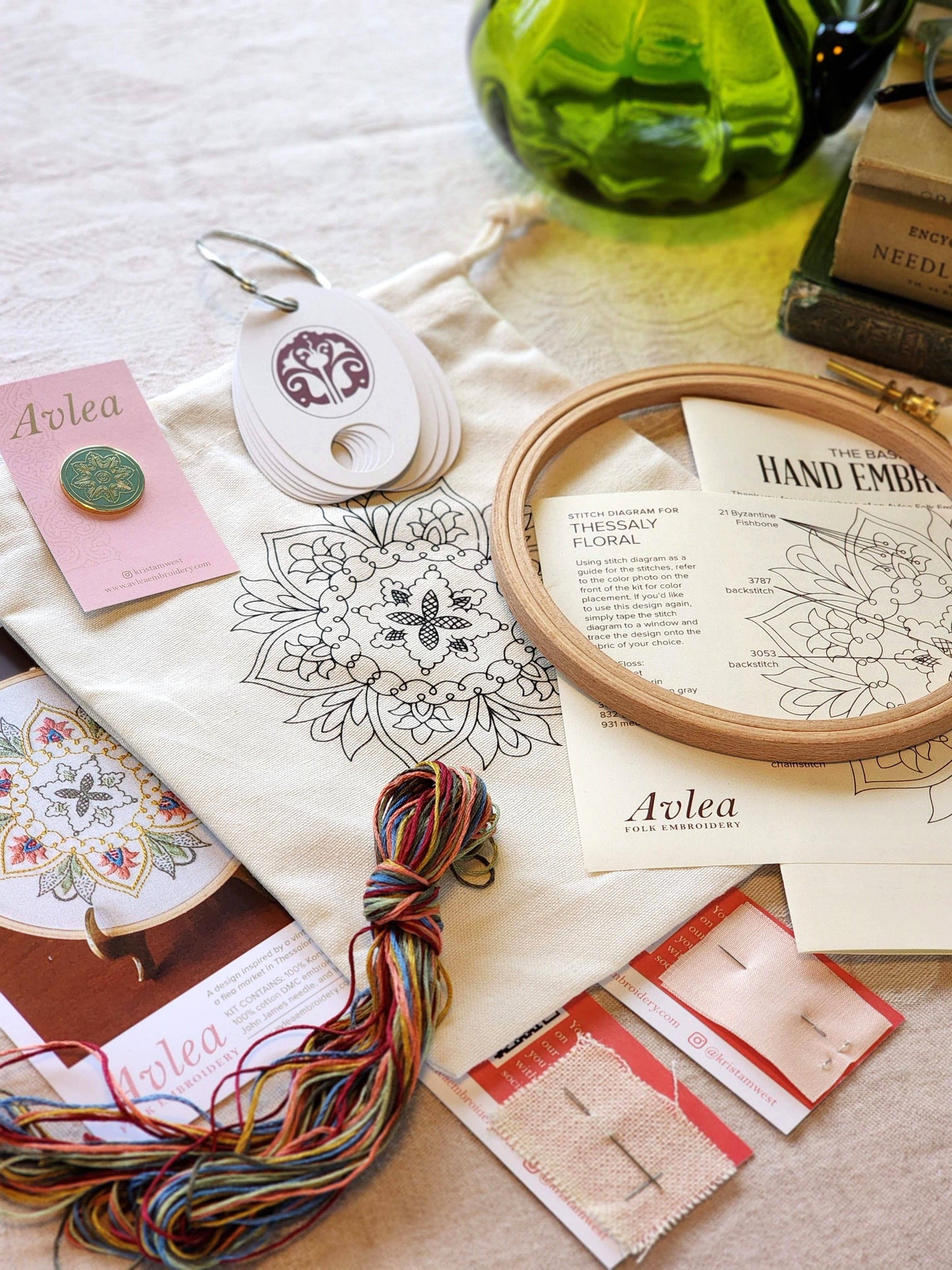 Thessaly Floral Small Workbag Kit - Avlea Embroidery