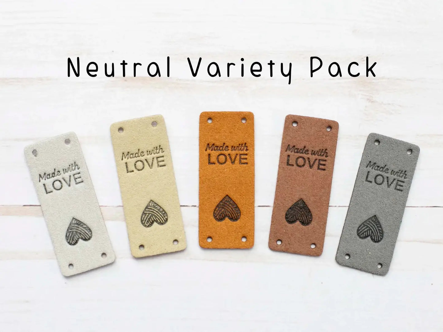 Made With Love | Fold Over Tags Faux Leather: Neutral Variety Pack