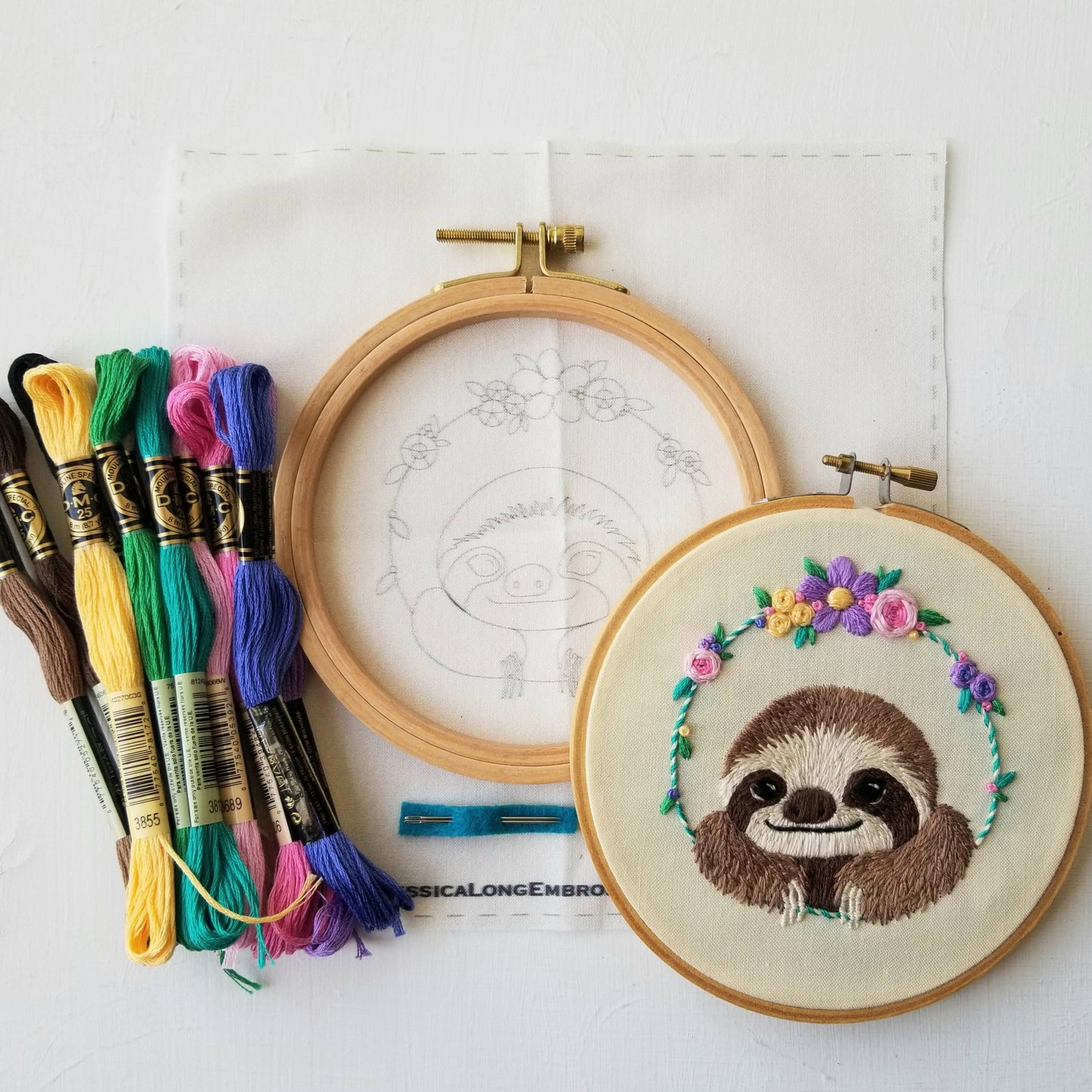 Smiling Sloth Embroidery Kit - Jessica Long