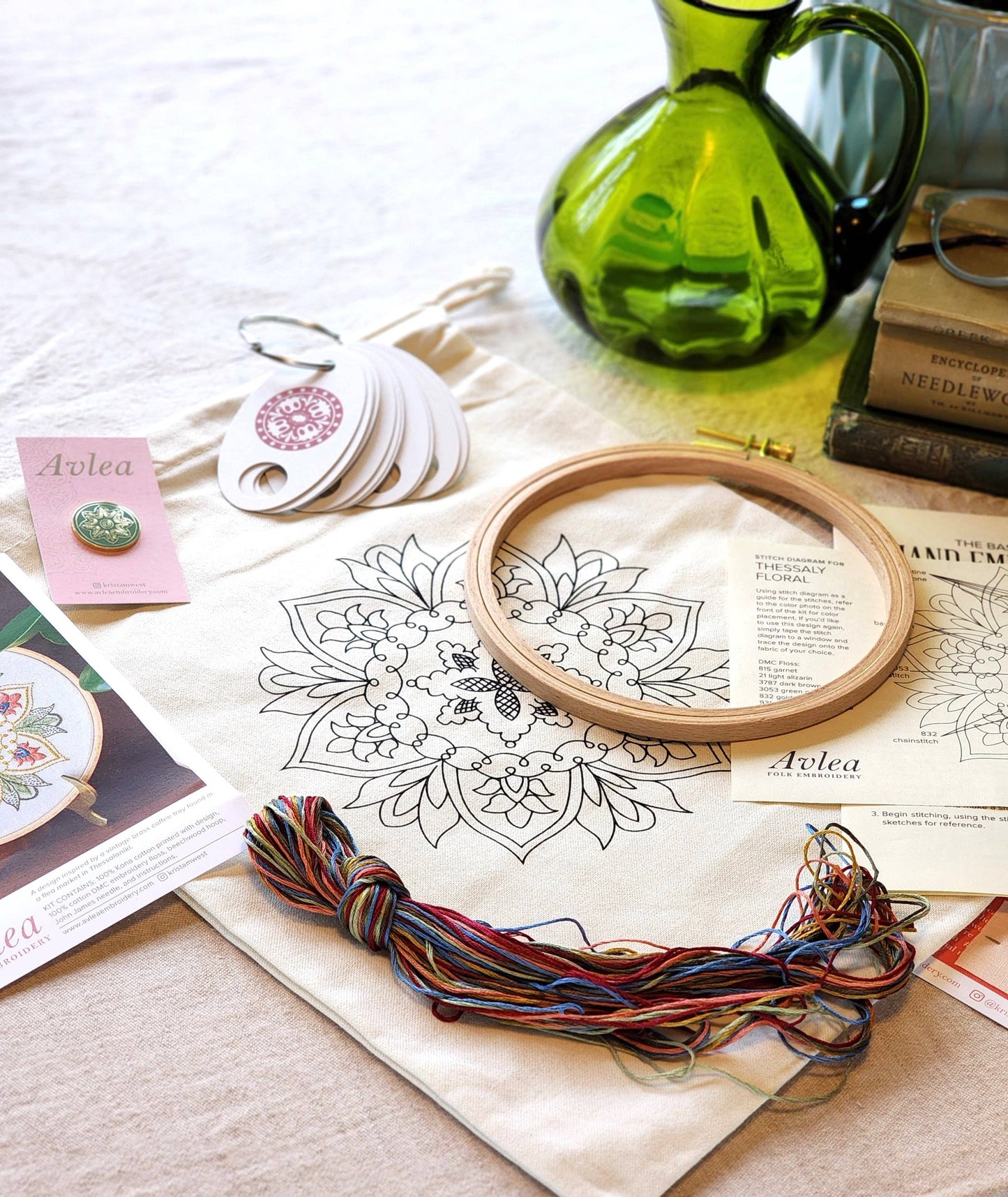 Thessaly Floral Large Workbag Kit - Avlea Embroidery