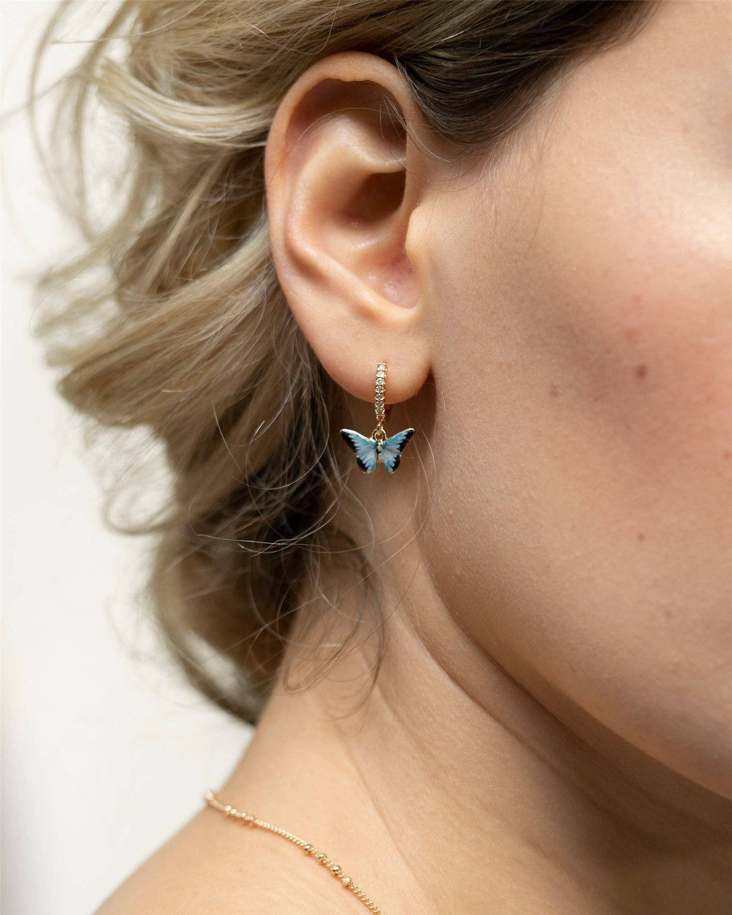 FABLE Enamel Blue Butterfly Huggie Earrings: Matchbox - Perfect for Gifting
