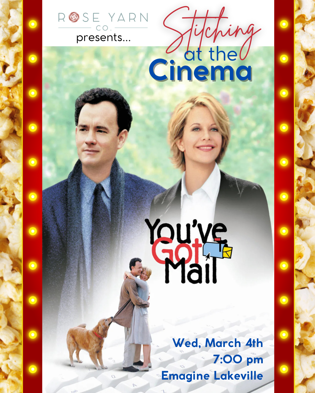 EVENT: Stitching at the Cinema WEDNESDAY 3/4/26 7:00pm