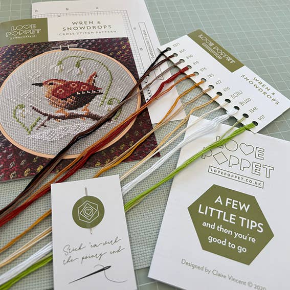 Wren & Snowdrops - Cross Stitch Kit