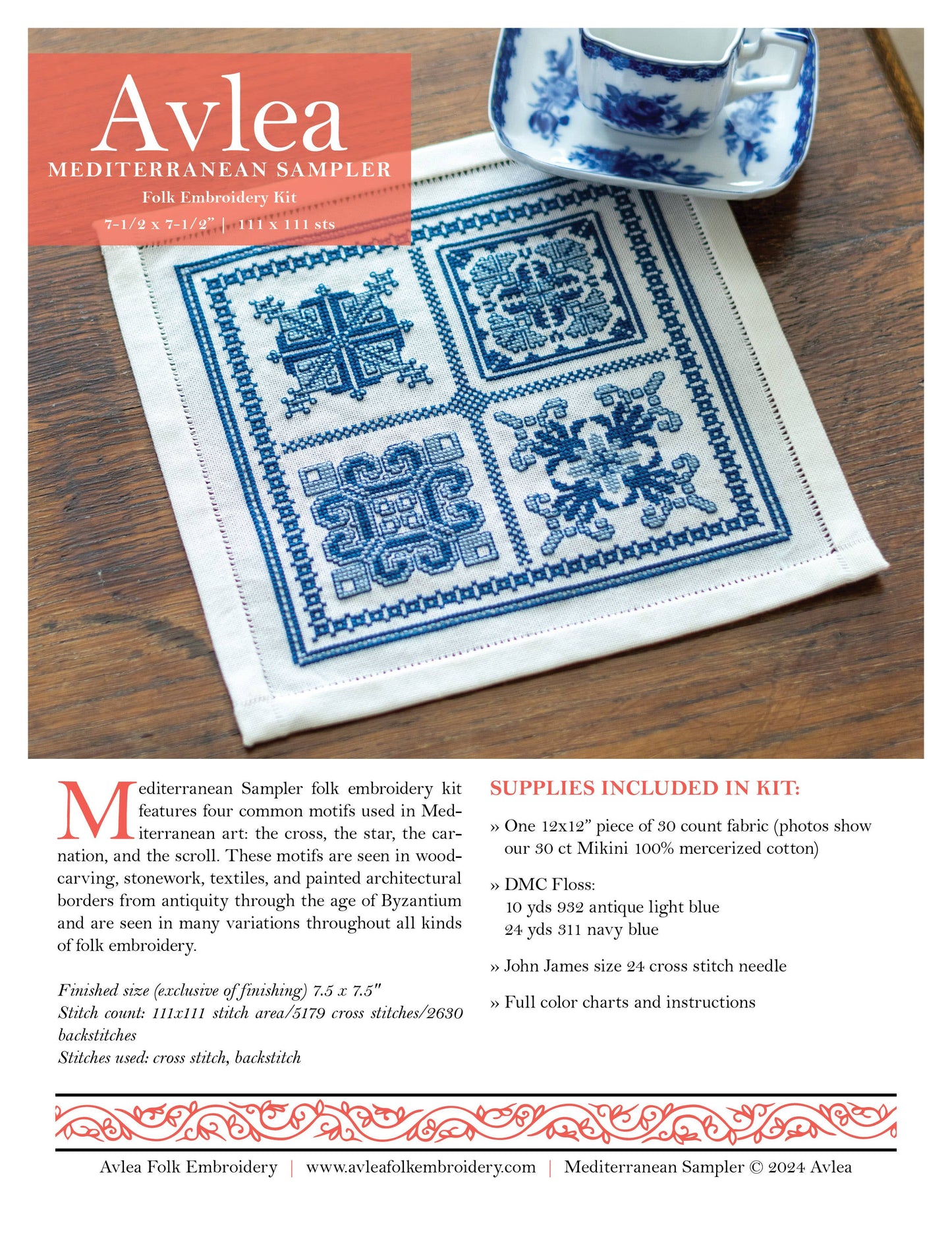 Mediterranean Sampler Cross stitch kit