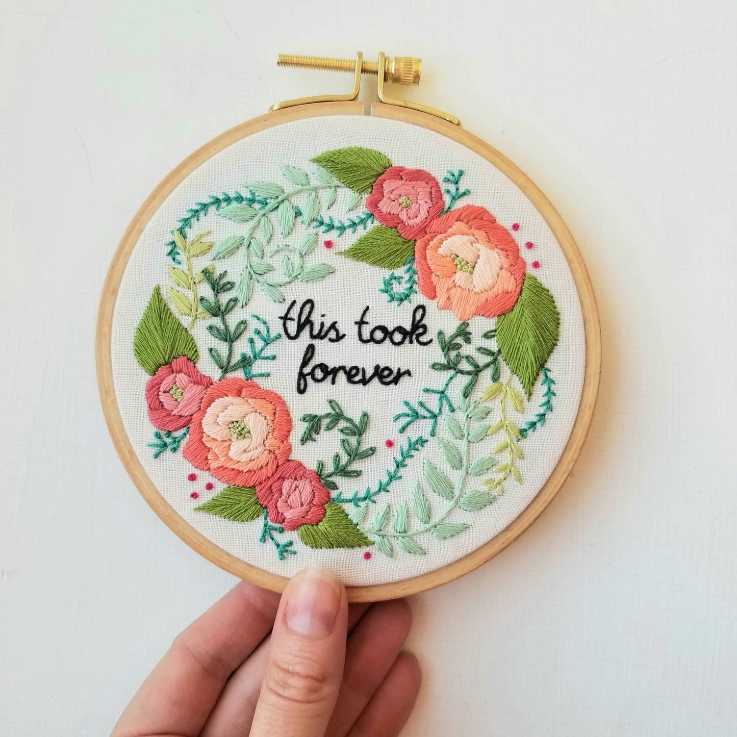 Delicate Roses Beginner Embroidery Kit "This Took Forever" - Jessica Long