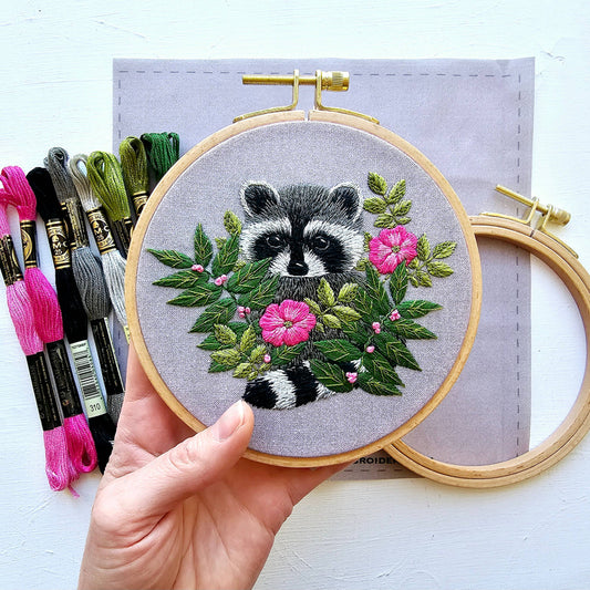 Raccoon Hand Embroidery Kit - Jessica Long