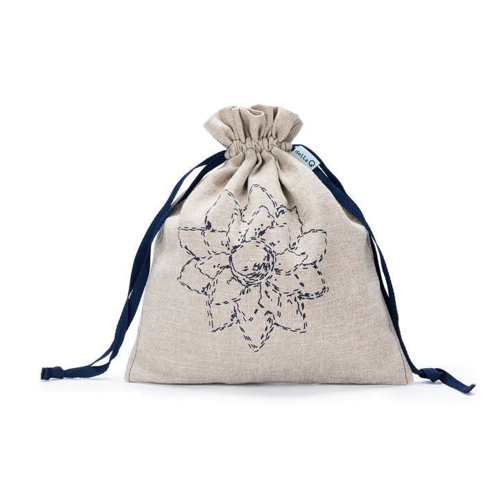 della Q Eden Cotton Pouch - Beige Linen Small