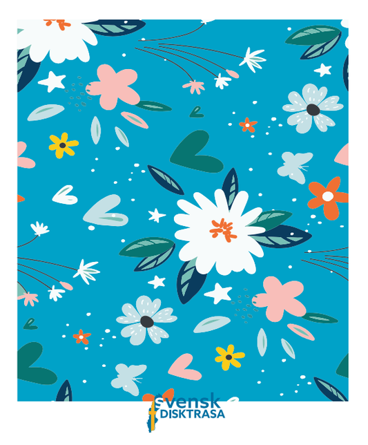 Swedish Dishcloth - Spring Flowers on Blue