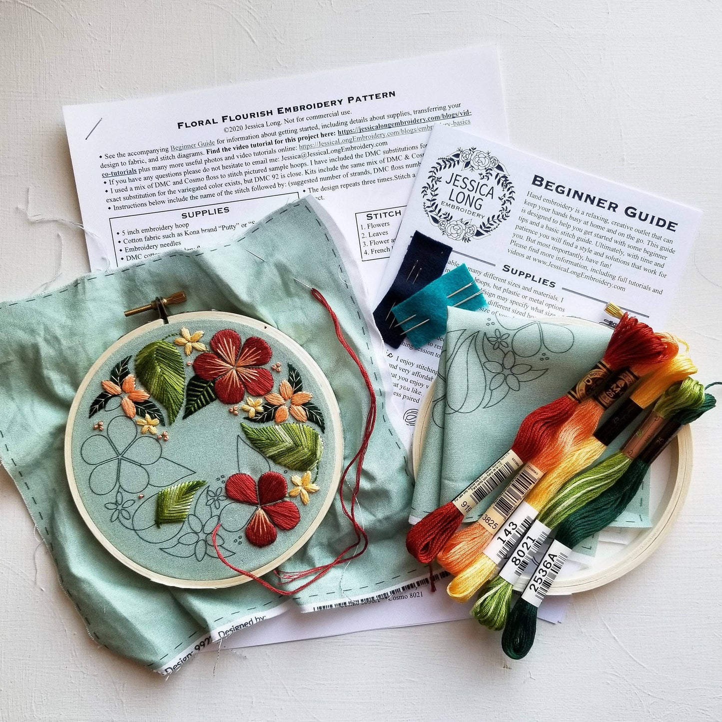 Floral Flourish Beginner Embroidery Kit - Jessica Long