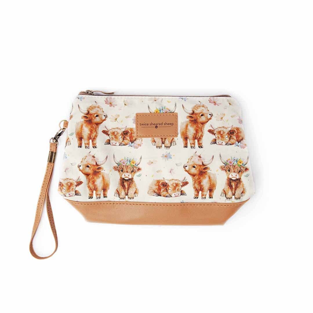 Maisy the Highland Cow Mini Trini Bag – Small Zippered Sock Project Bag