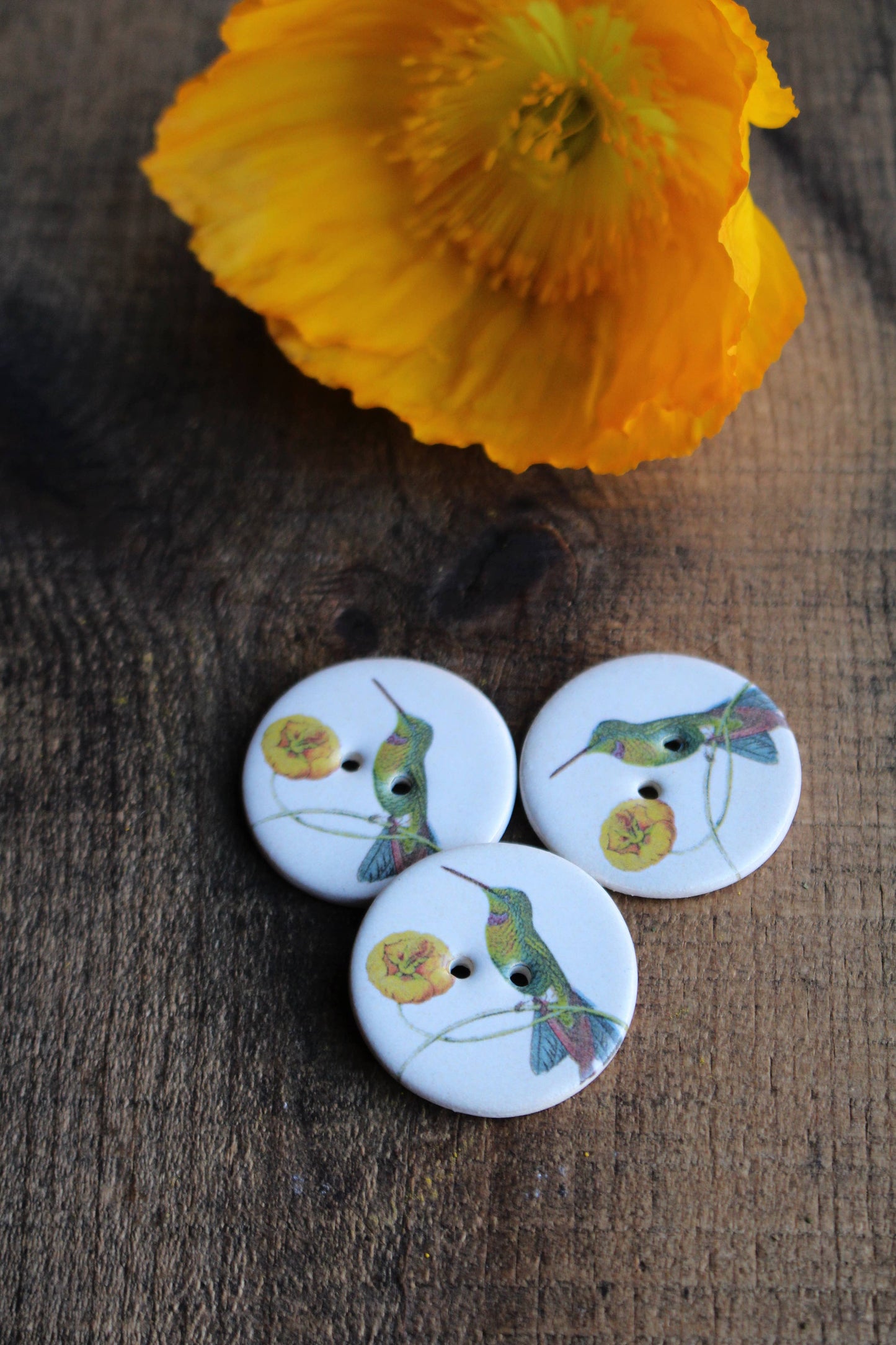 Ceramic Buttons Handmade - Flying Friends