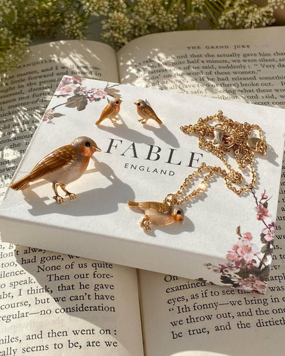FABLE Enamel Robin Brooch: Matchbox