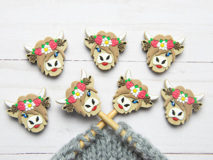 Flower Highland Cow | Stitch Stoppers