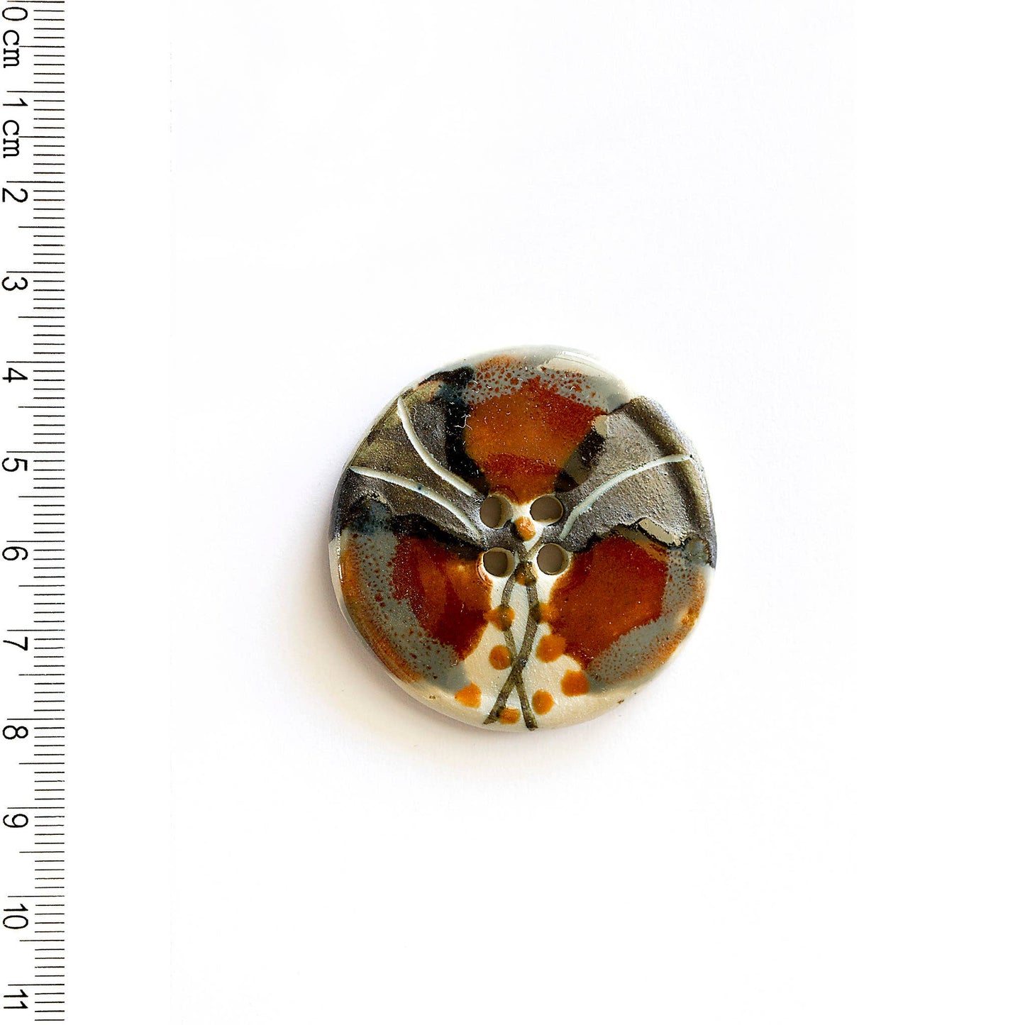 L343 Lg Brown Floral Button