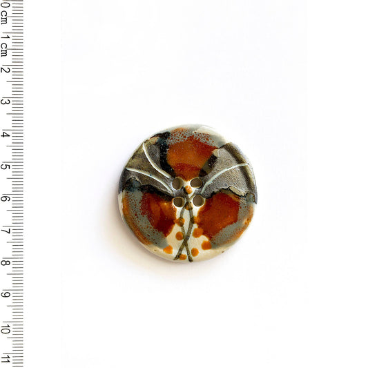 L343 Lg Brown Floral Button