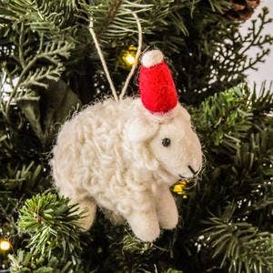 Santa's Sheep Holiday Eco Wool Ornament