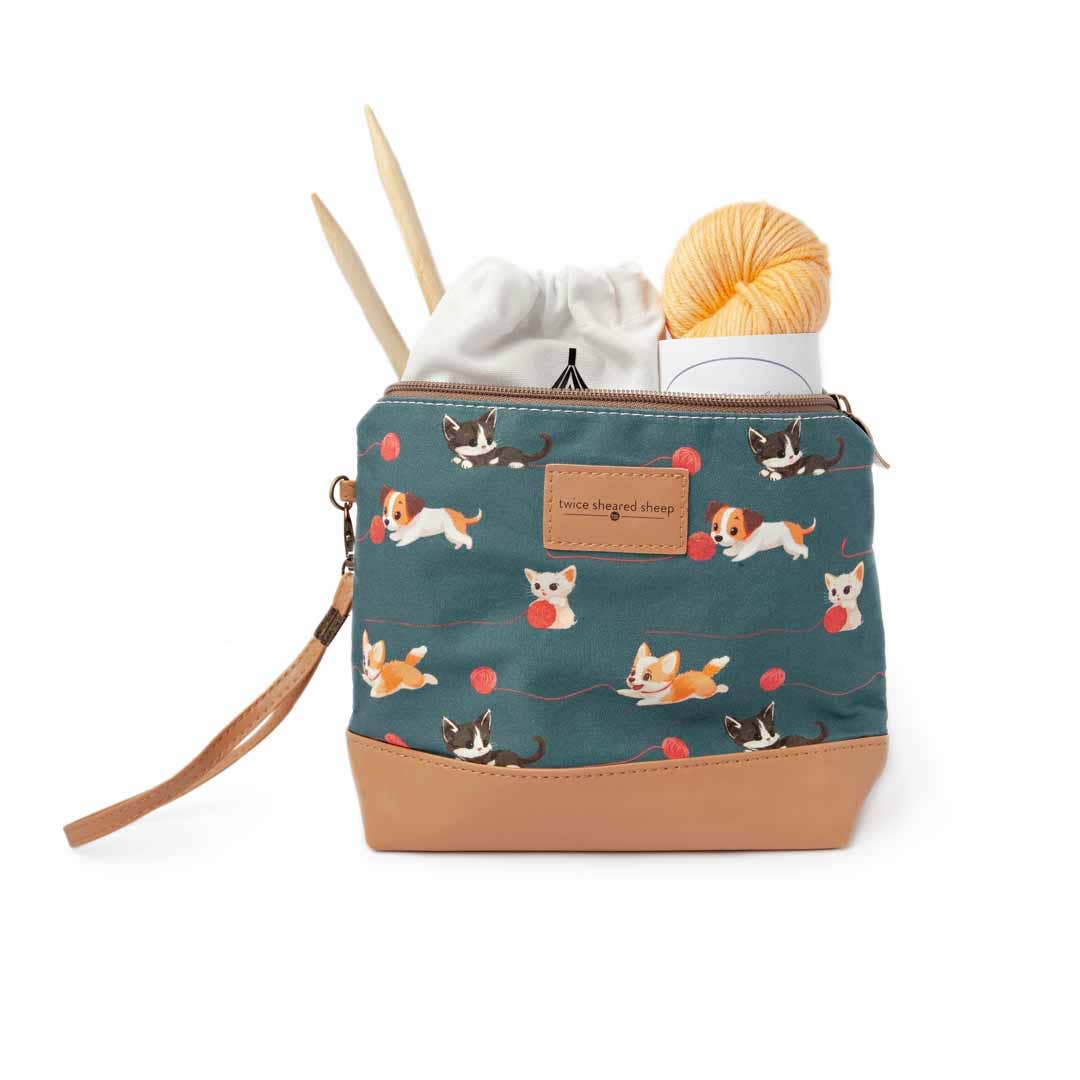 Cats & Dogs - Mini Trini Bag – Small Zippered Sock Project Bag