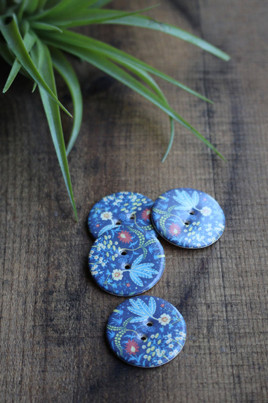 Vintage Florals Ceramic Buttons: Evening Garden