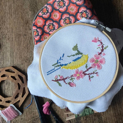 Blue Tit & Blossom - Cross Stitch Kit