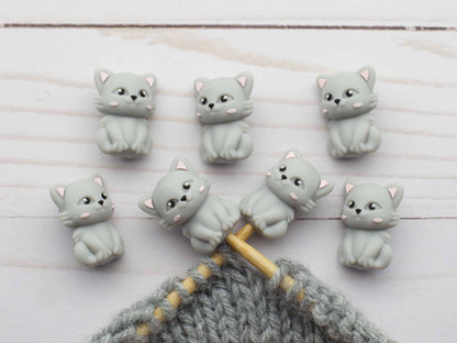 Grey Cat | Stitch Stoppers Knitting Notions