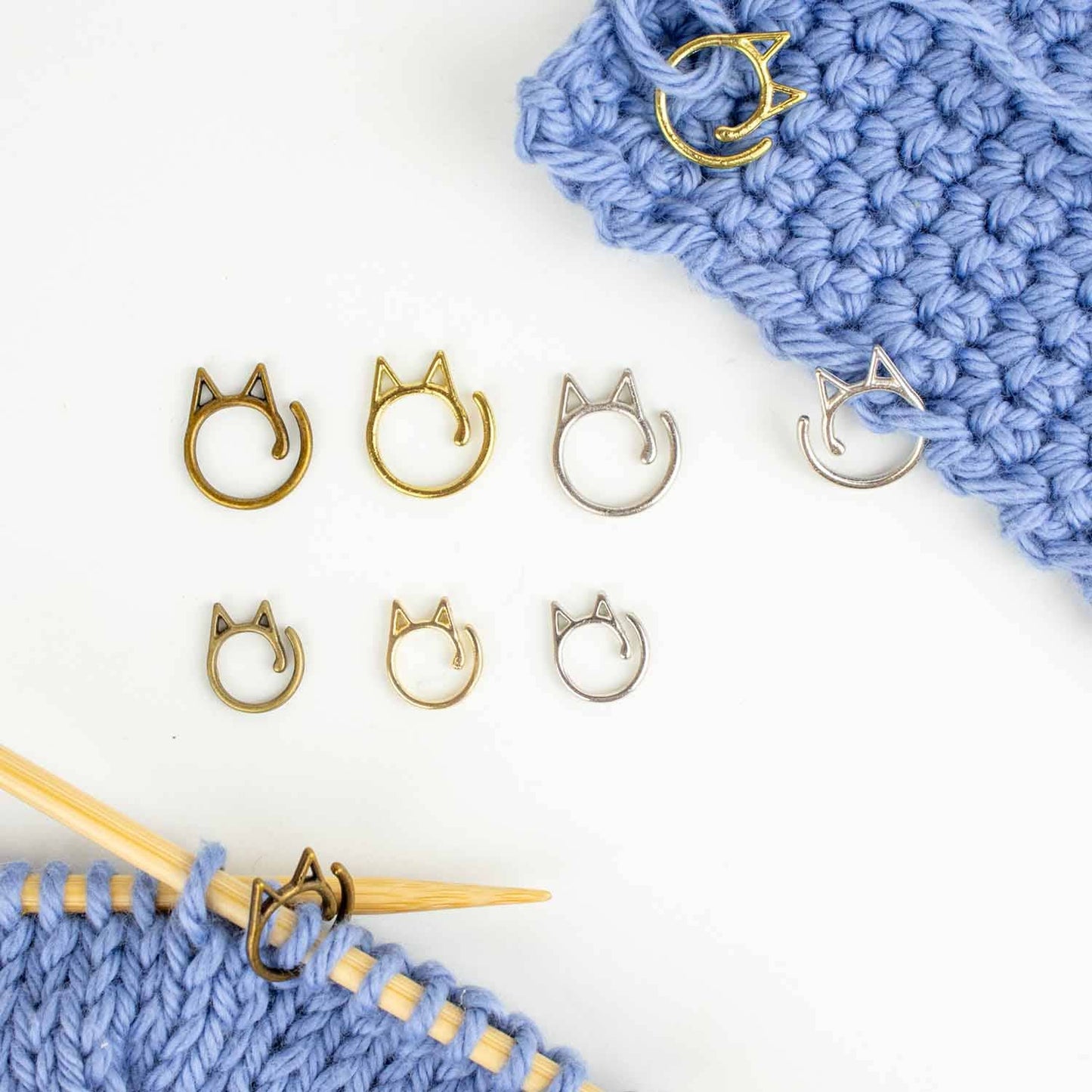 Cat Clips - Silver Removable Stitch Markers