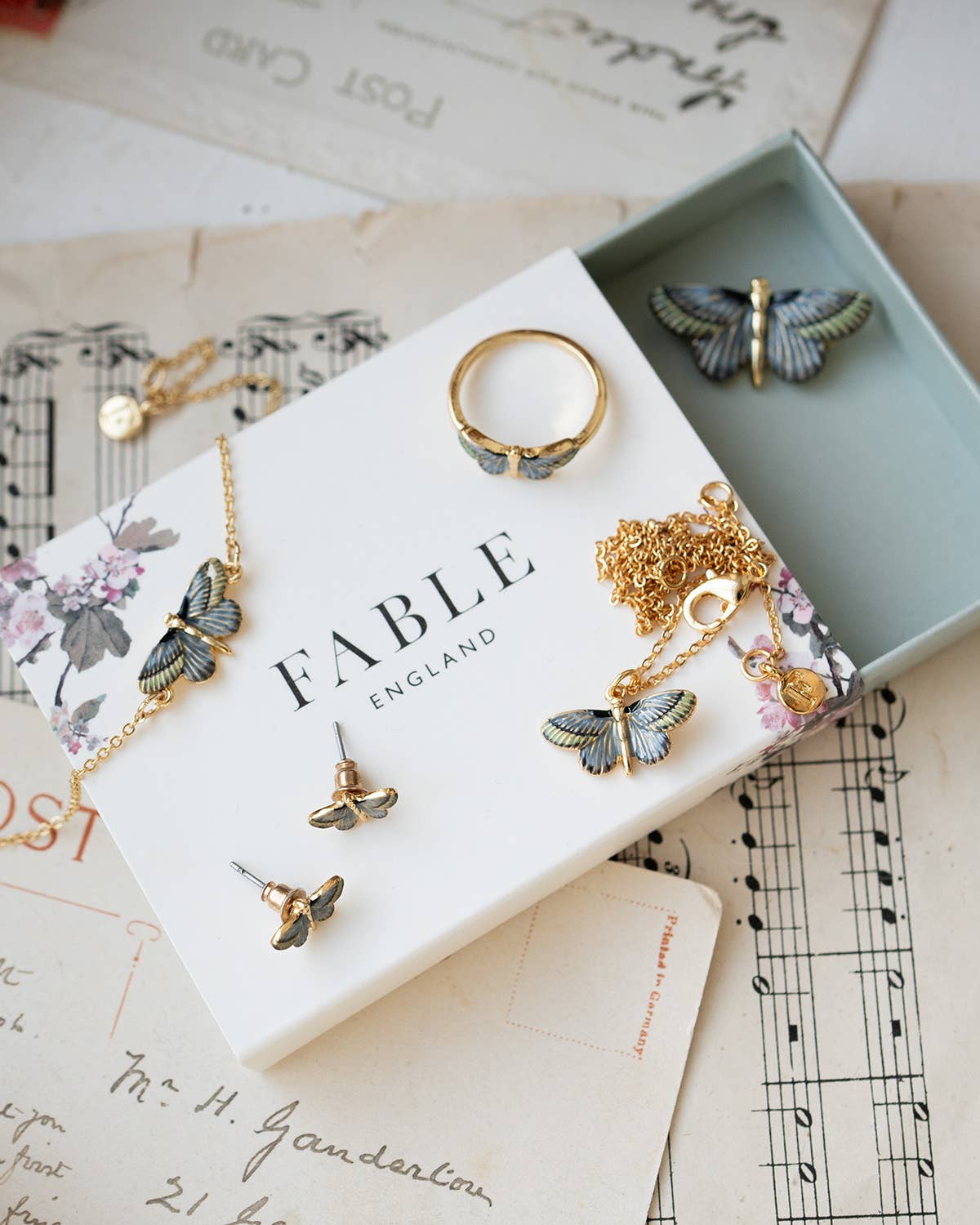 FABLE Deco Butterfly Blue Brooch