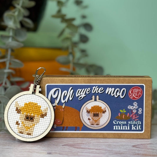 'Och Aye the Moo!' Mini Matchbox Cross Stitch Kit