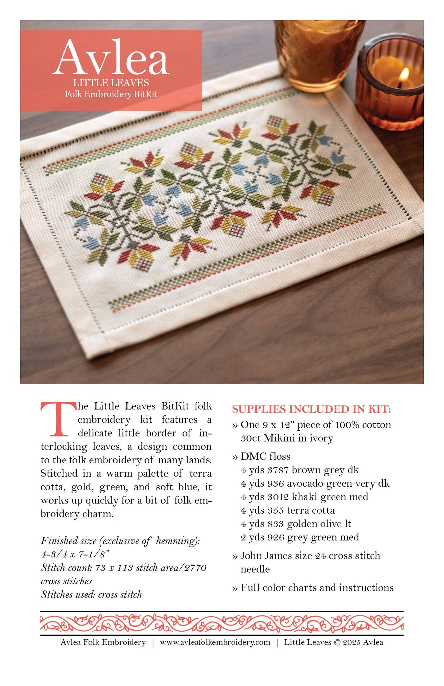 BitKit Little Leaves Cross stitch small kit 'NEW!
