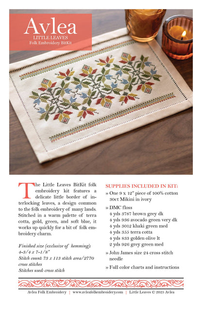 BitKit Little Leaves Cross stitch small kit 'NEW!