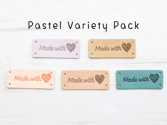 Made With Love | Horizontal Tags Faux Leather: Pastel Variety Pack