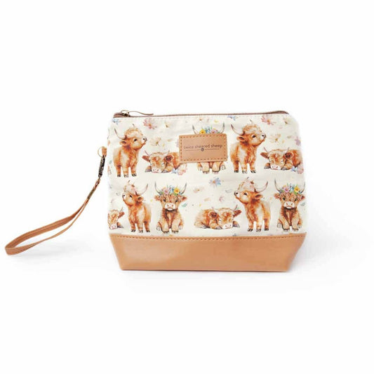 Maisy the Highland Cow Mini Trini Bag – Small Zippered Sock Project Bag