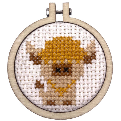 With Love from Scotland (Highland Cow) Mini Matchbox Cross Stitch Kit