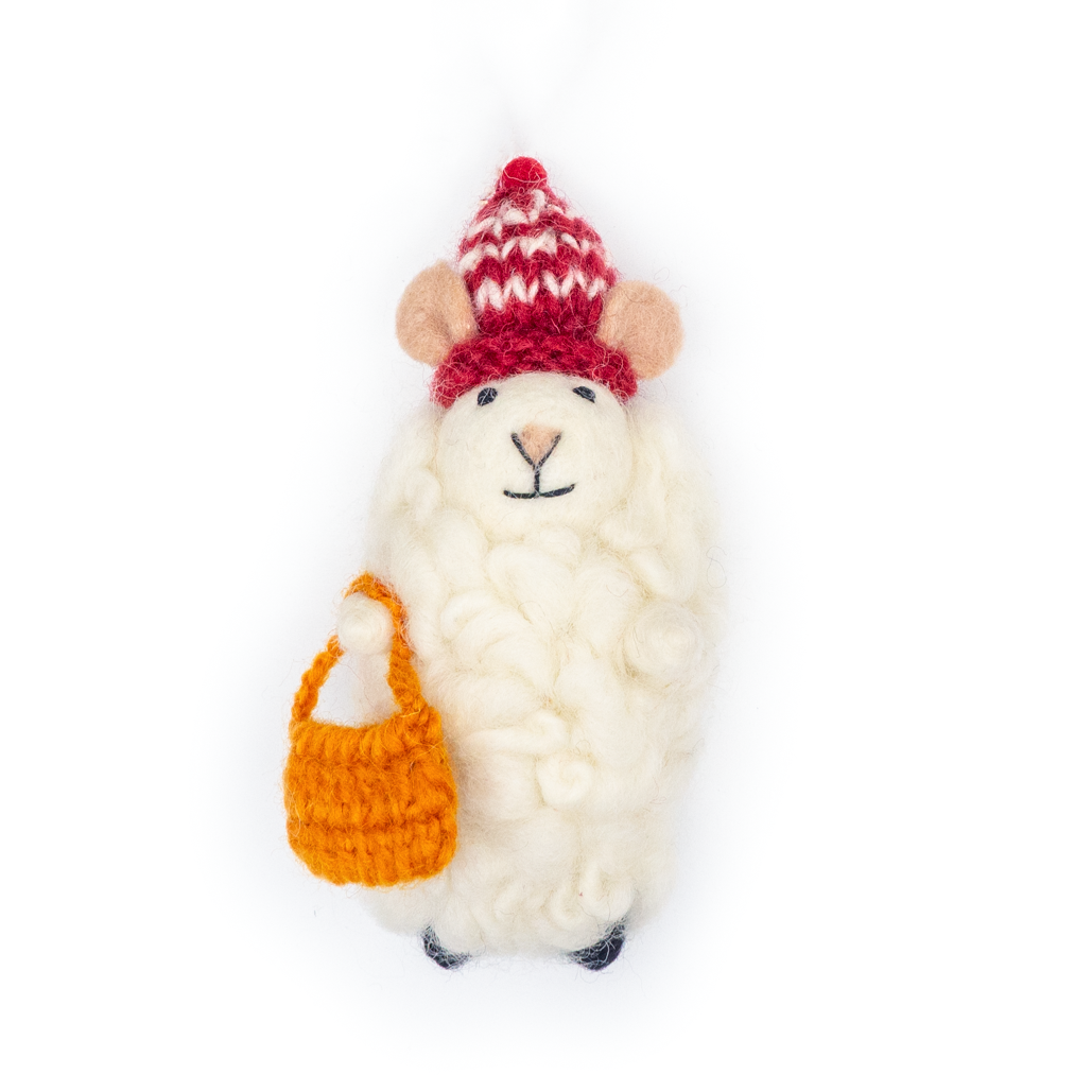 Sheepy Mouse Holiday Eco Wool Ornament