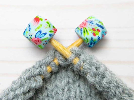 Blue Floral Hexagon | Stitch Stoppers Knitting Notions