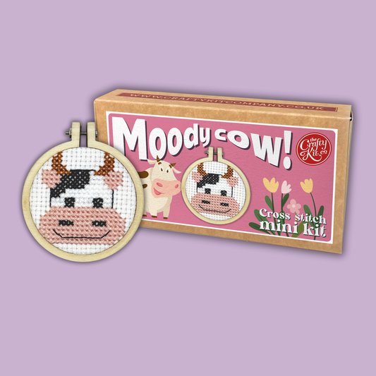'Moody Cow' Mini Matchbox Cross Stitch Kit