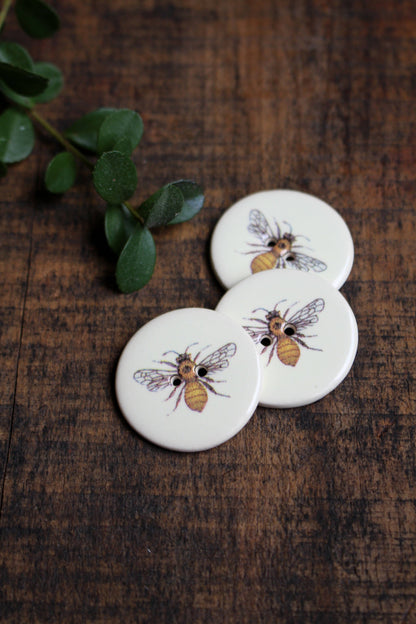 Flying Friends Ceramic Buttons: Bee