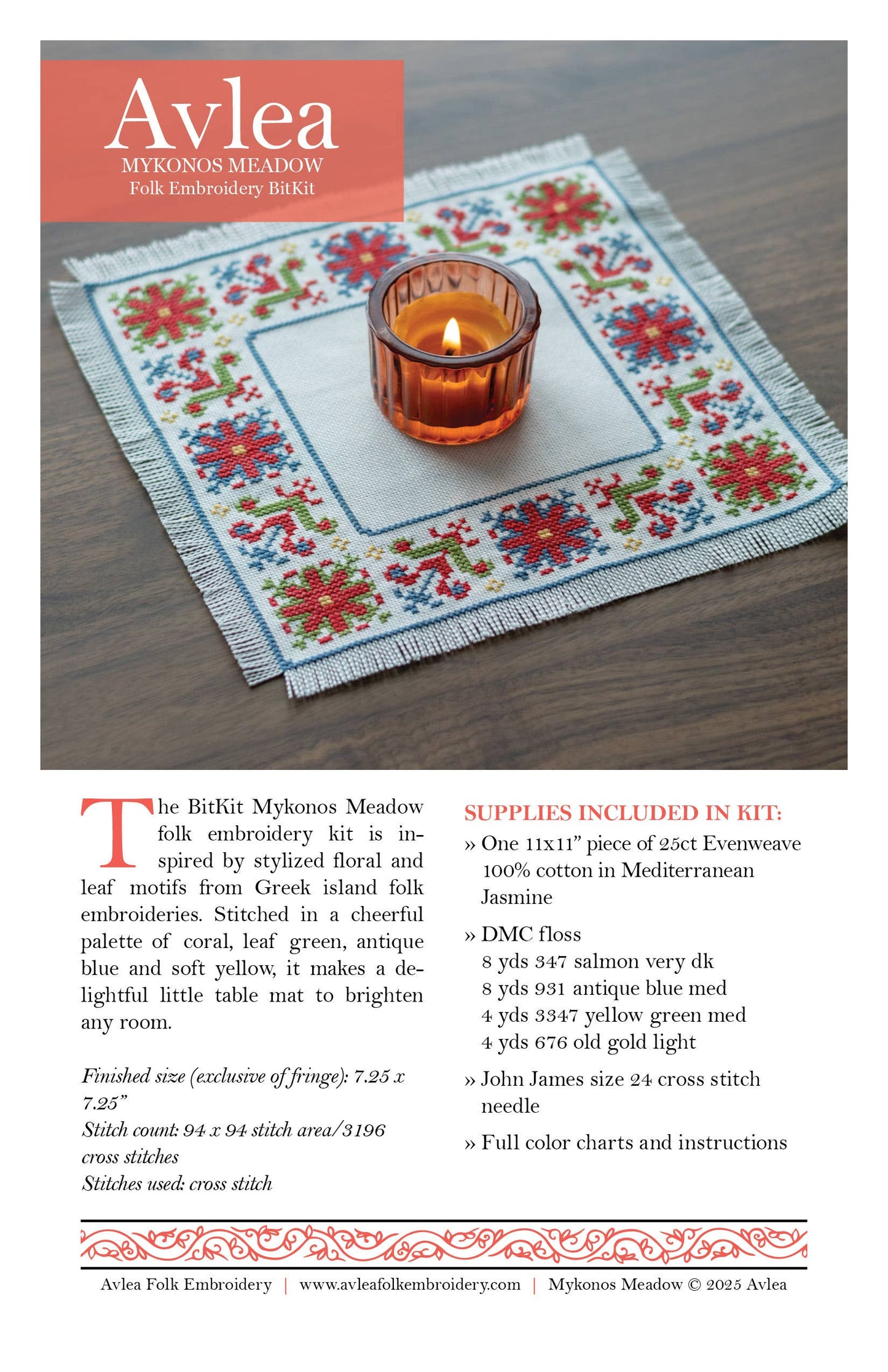 BitKit Mykonos Meadow Cross stitch small kit 'NEW!