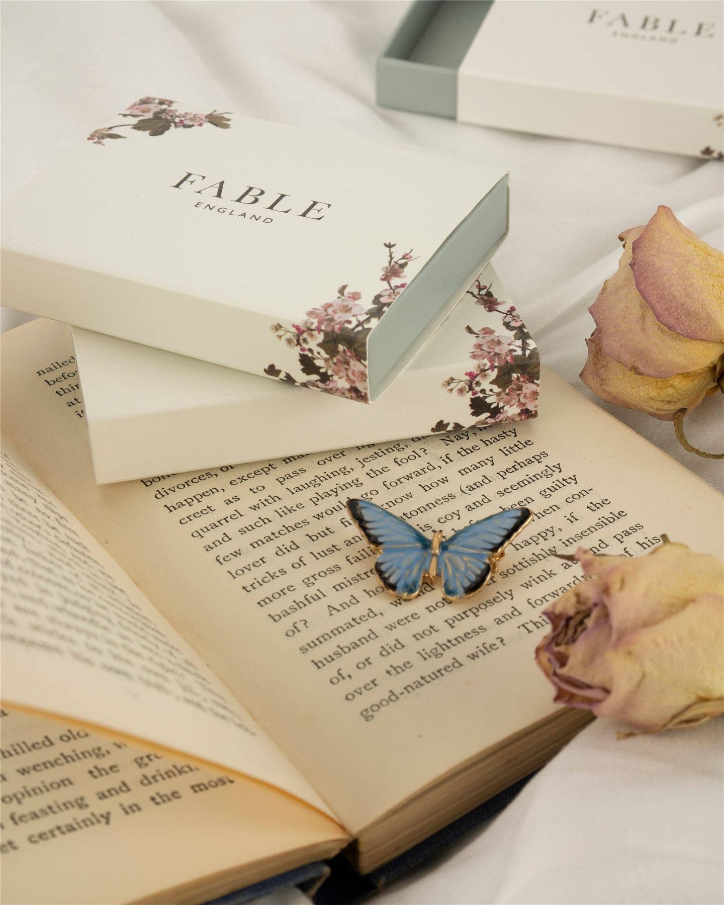 FABLE Enamel Blue Butterfly Brooch: Matchbox - Perfect for gifting