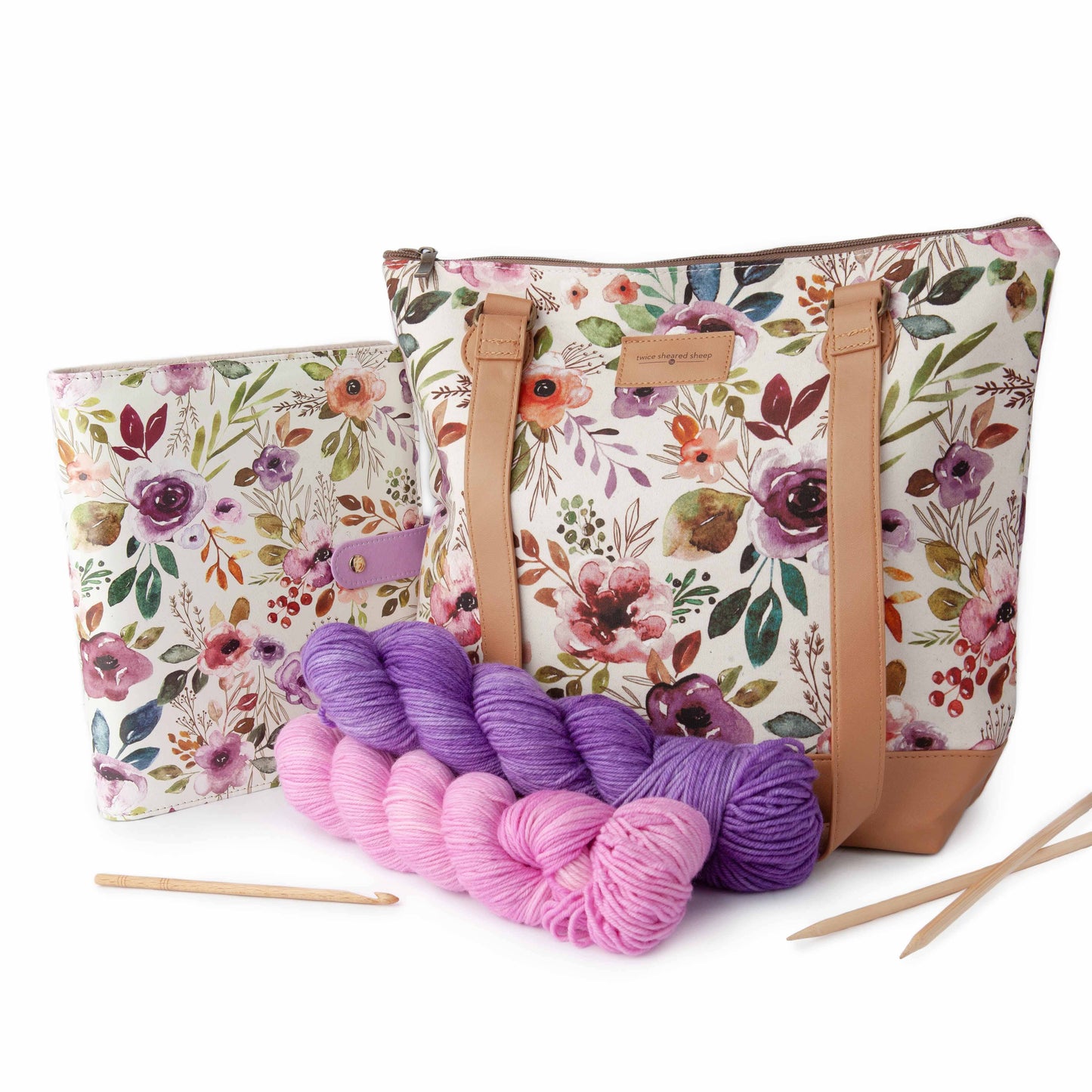 Spring Floral Mega Trinity Bag – Large Zippered Knitting Project Bag