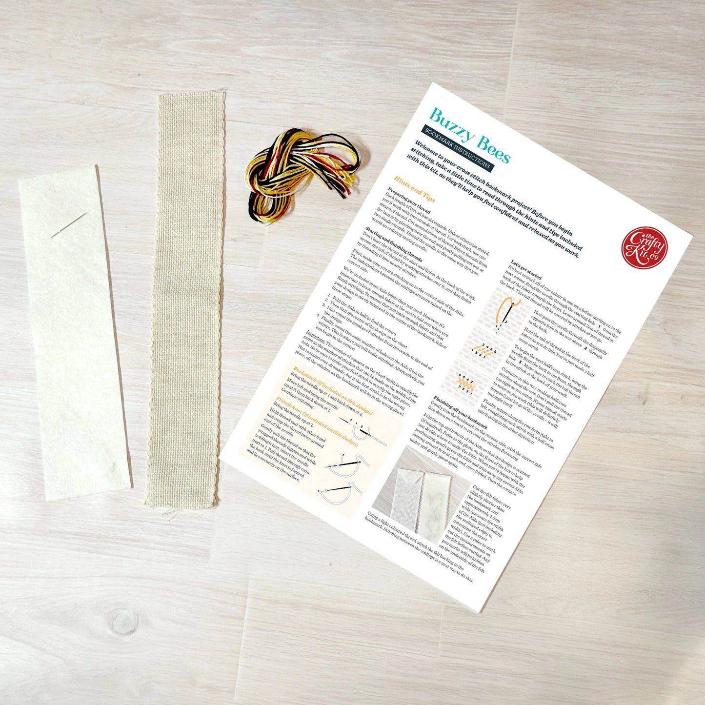 Buzzy Bees Cross Stitch Bookmark Kit - The Crafty Kit Co.