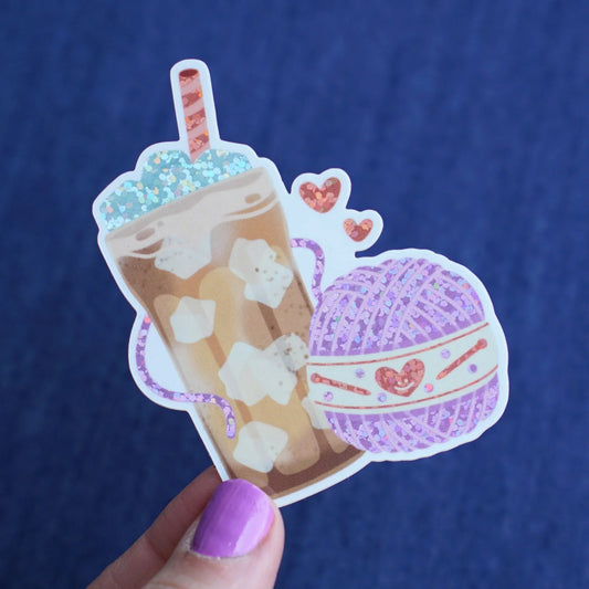 Iced Coffee & Yarn Sticker - Summer Day Crochet