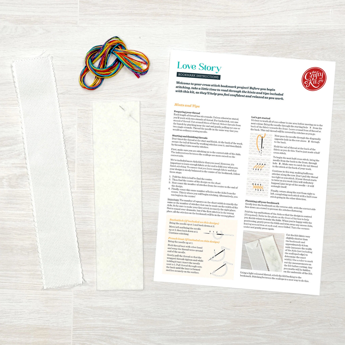 Love Story Cross Stitch Bookmark Kit - The Crafty Kit Co.