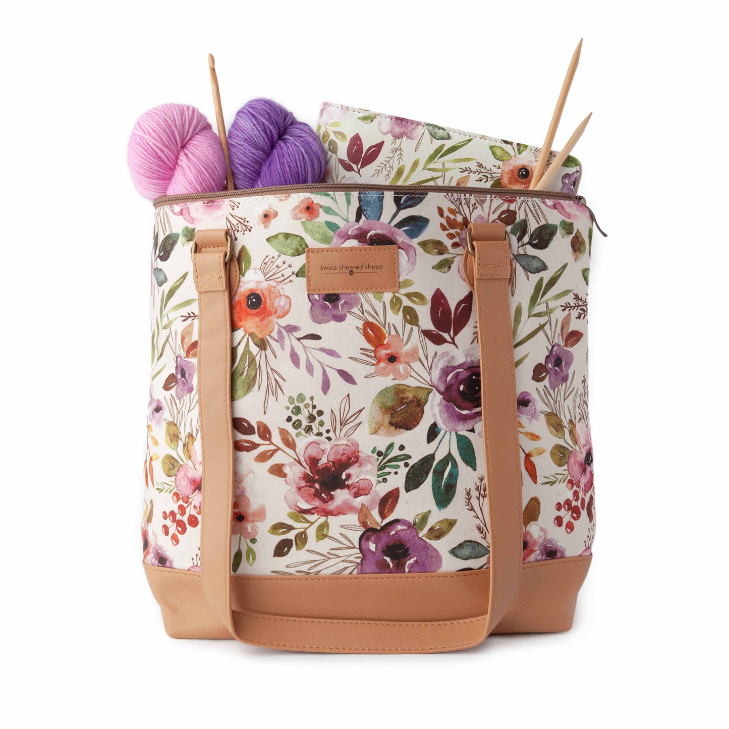 Spring Floral Mega Trinity Bag – Large Zippered Knitting Project Bag